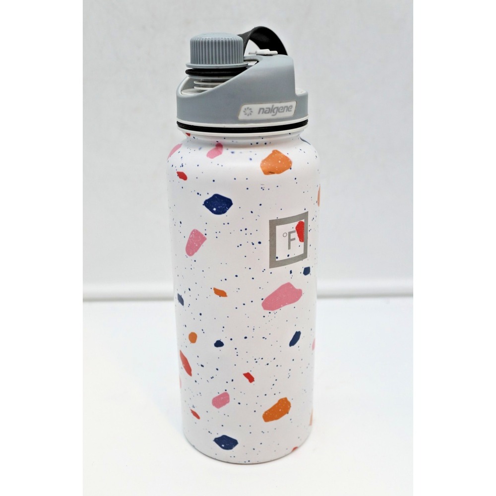 Iron Flask 32 oz Stainless Steel Water Bottle White Terrazzo w/ Nalgene Lid